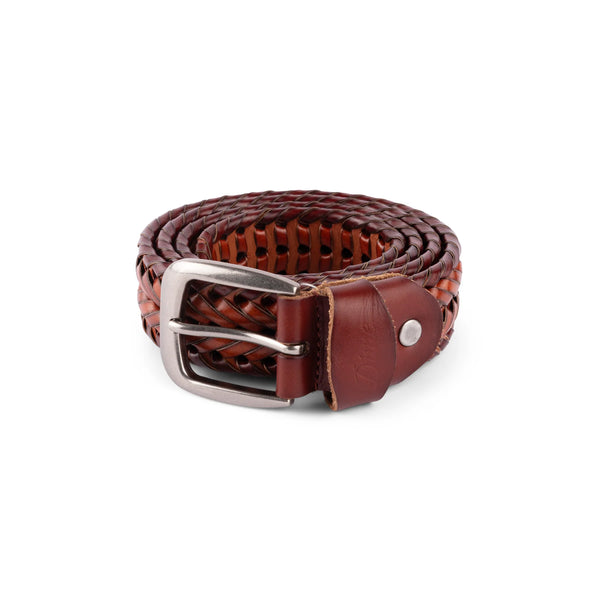 Dime Braided Leather Belt Caramel/Brown