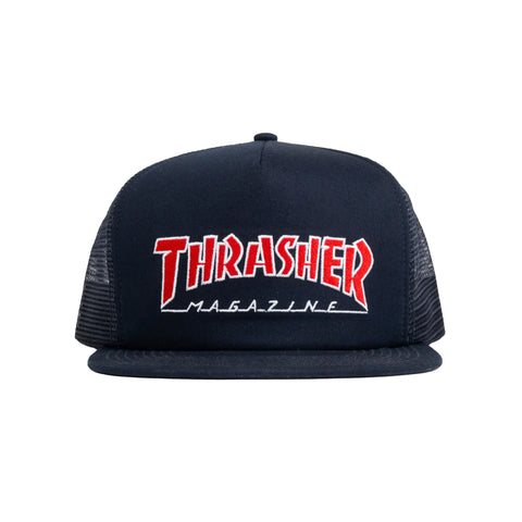 Thrasher Embroidered Outlined Trucker Hat Navy