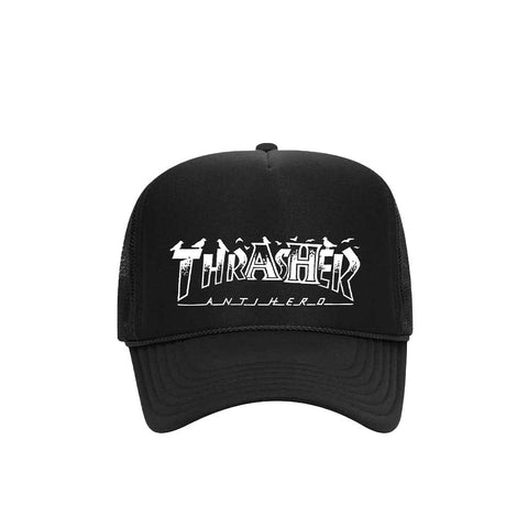 Thrasher x Anti Hero Pigeon Mag Trucker Hat Black