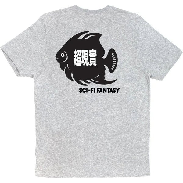 Sci-Fi Fantasy Fish Pocket T-Shirt Heather Grey