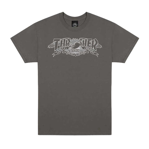 Thrasher x Anti Hero Mag Banner T-Shirt Charcoal